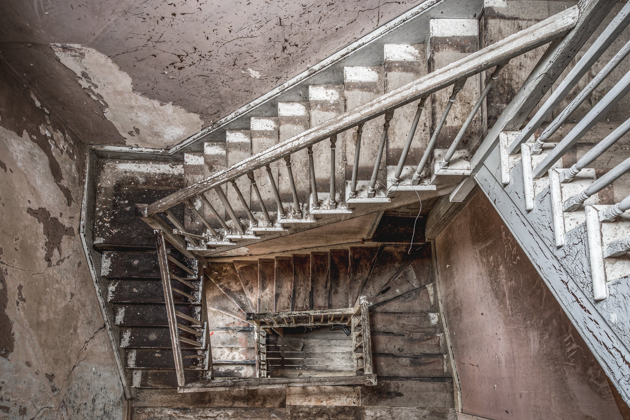 Stairwell at Braidwood Hotel, the weathered spiral stairwell of Braidwood Hotel.