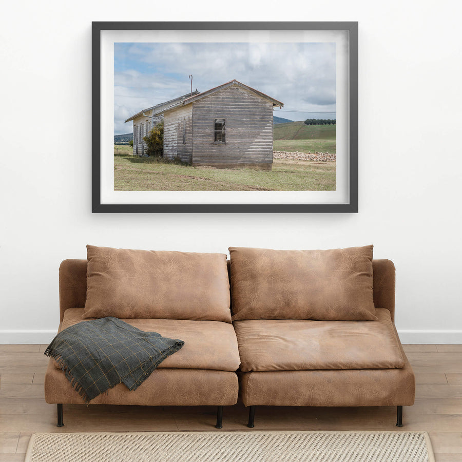 Delegate Shearers Quarters at A Place to Call Home, the end of a weatherboard clad shearers quarters on the outskirts.
