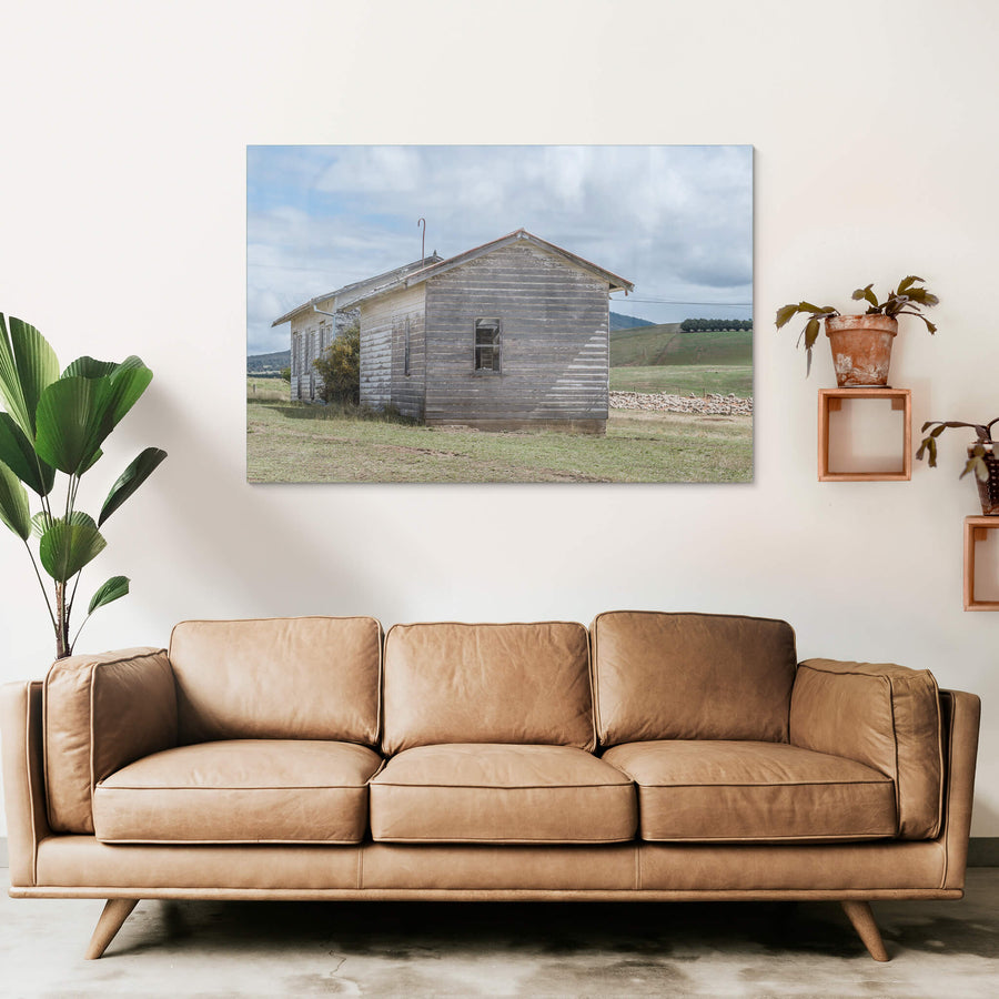 Delegate Shearers Quarters at A Place to Call Home, the end of a weatherboard clad shearers quarters on the outskirts.