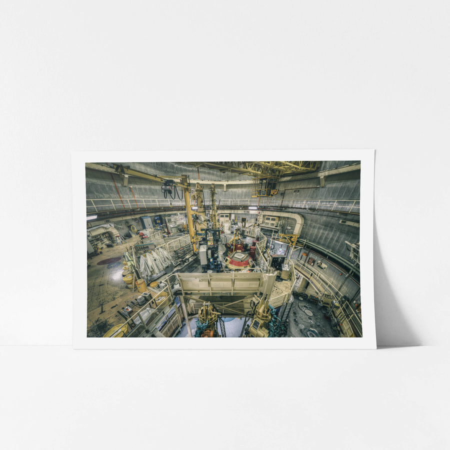 Top Plate From Catwalk at ANSTO HIFAR, the reactor hall at HIFAR drops away below the catwalk.