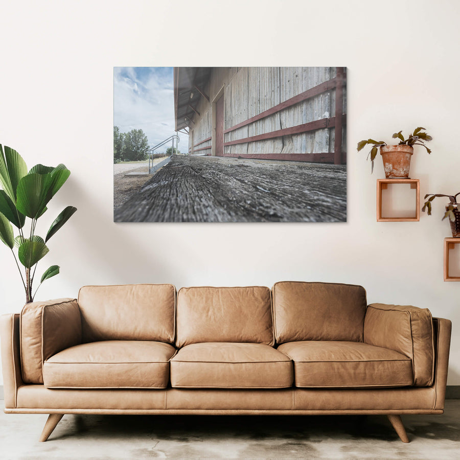 Goods Shed Timber Platform at Bombala Station, weathered hardwood planking runs the length of the loading platform.