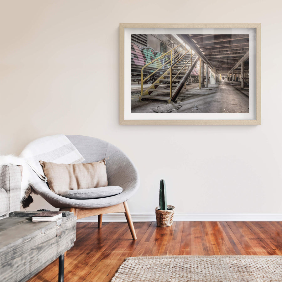 Mezzanine at Eveleigh Paint Shop, the amenities mezzanine stands as a reminder of the workforce that once filled this space.