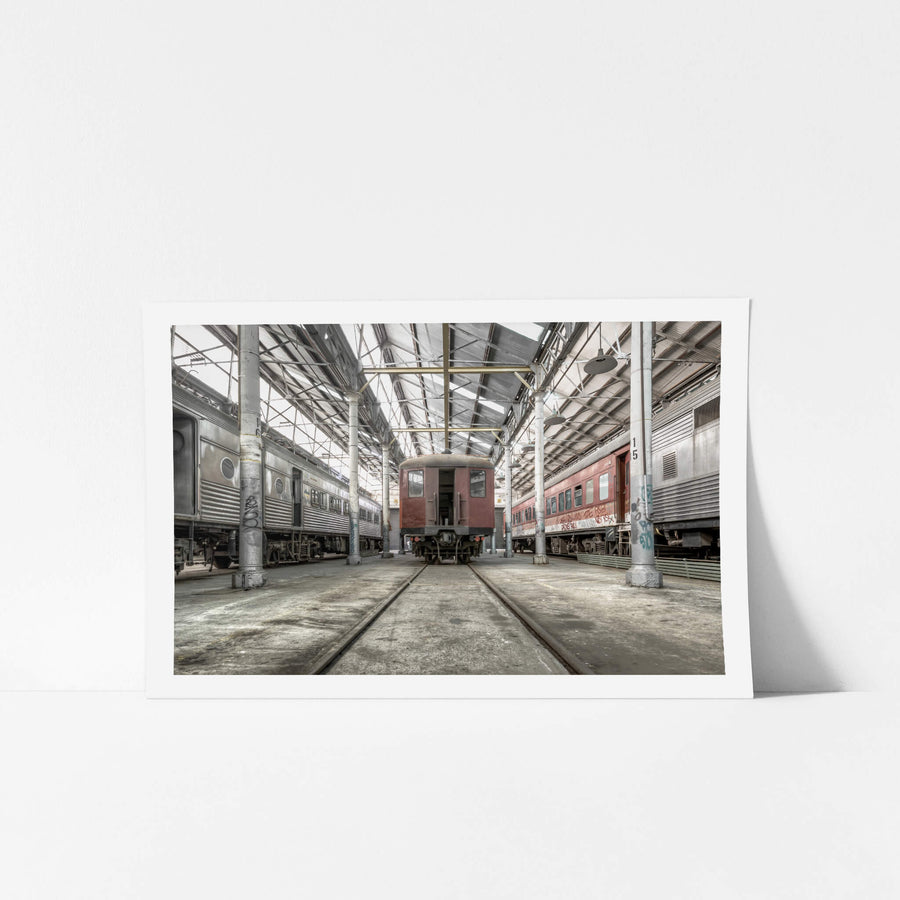 Red Rattler at Eveleigh Paint Shop, the last single-deck suburban car built in June 1960, only four years before the first double-deckers entered service.