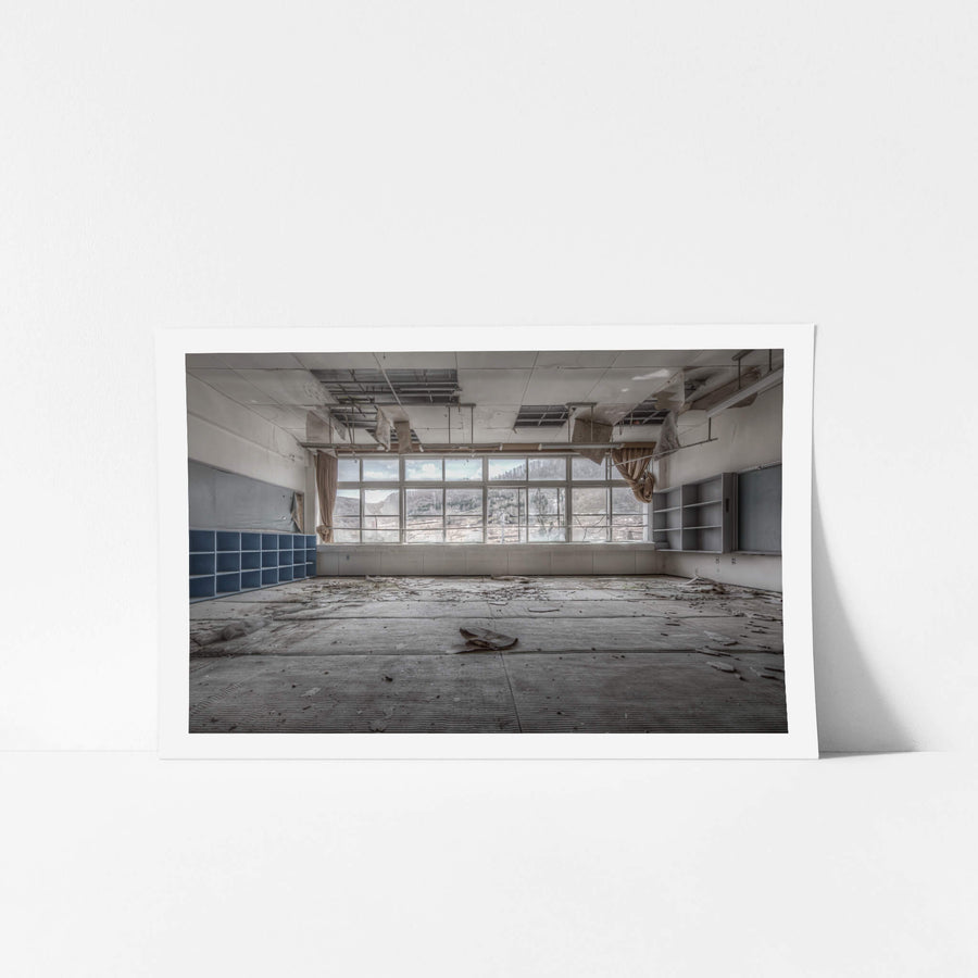 Boys Classroom at Family School Fureai, a classroom stripped to its bones.