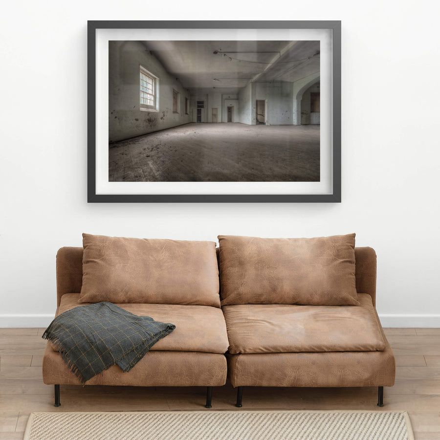 Soft Light at Female Ward 9 & 10, a single window throws pale light across a bare concrete floor.