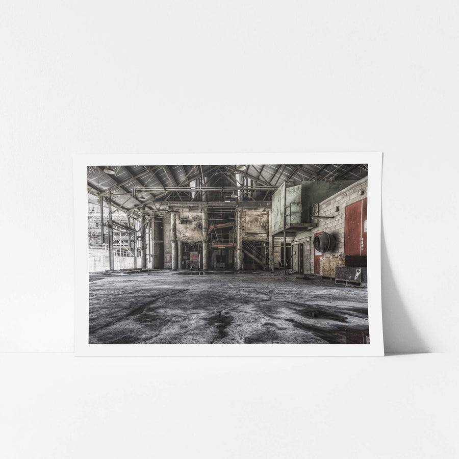 Bag Loading Area at Kandos Cement Works, the bag loading hall at Kandos Cement Works opens wide under a corrugated iron.