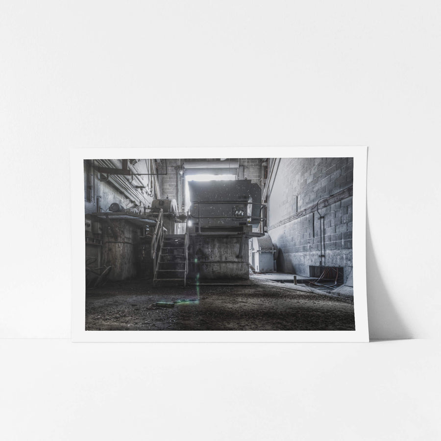Number Six Ball Mill Drive at Kandos Cement Works, the motor and gearbox that once drove the ball mill, now sitting.