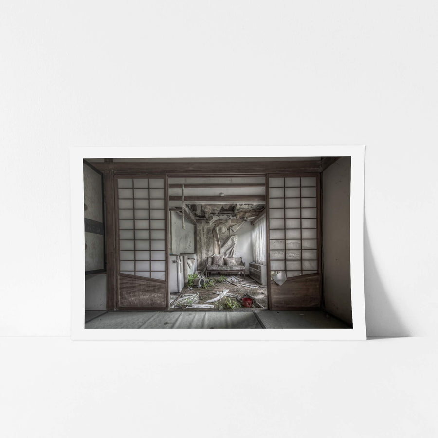 Engawa at Kinugawa Kan, framed by shoji screens, this was once a place of quiet retreat - a small sitting room where guests.