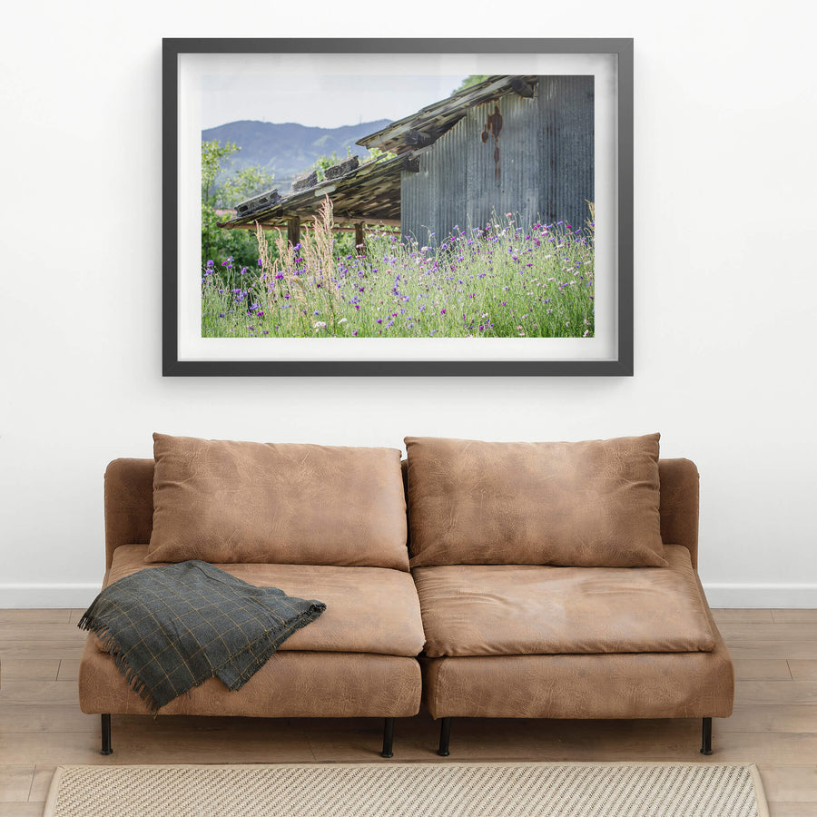 Annaka Farm Shed at Landscapes, flowers and long grass on a Japanese farm.