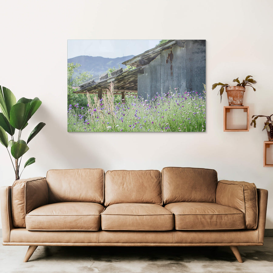 Annaka Farm Shed at Landscapes, flowers and long grass on a Japanese farm.