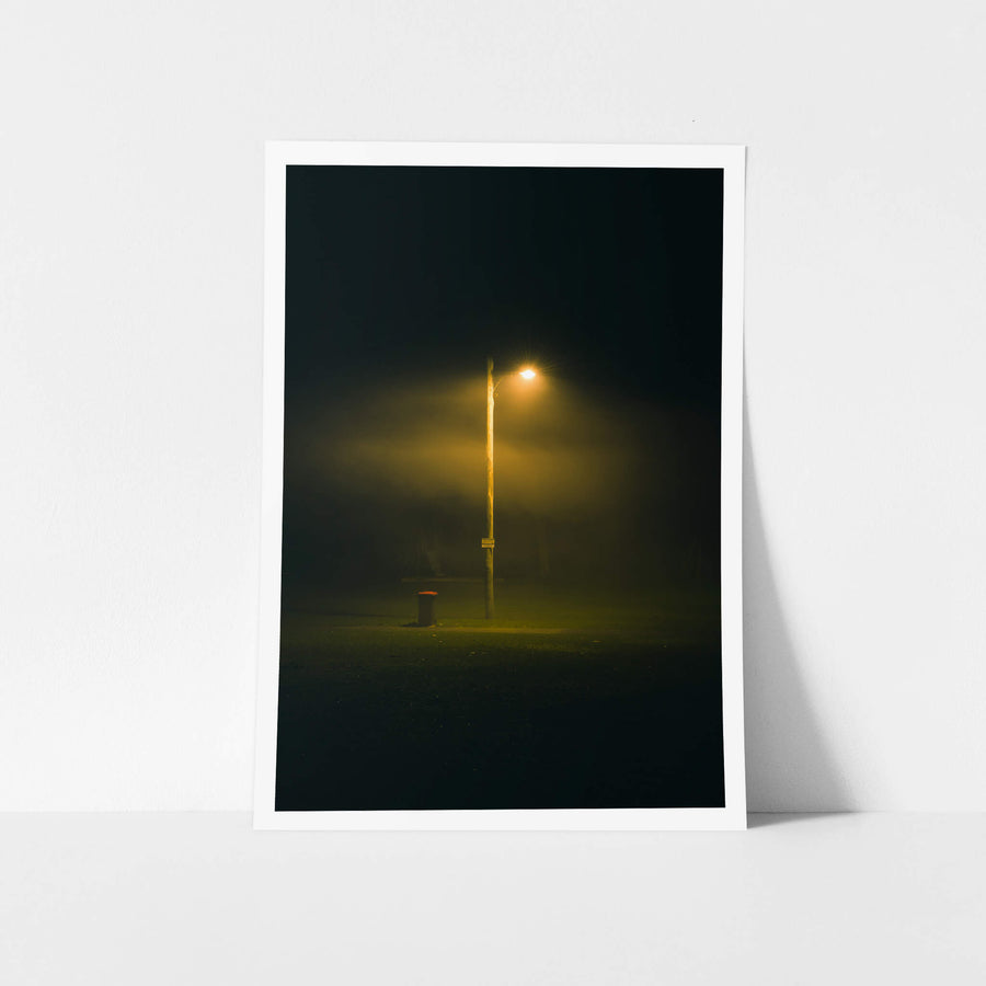 Dead Silence at Landscapes, a single sodium vapour streetlight burns on a timber power pole.