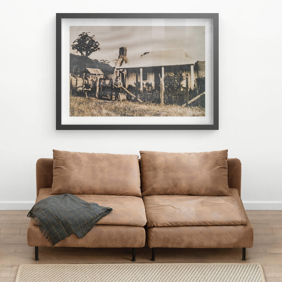 History at Leichhardt House, a sepia-toned archival photograph sits within the frame.
