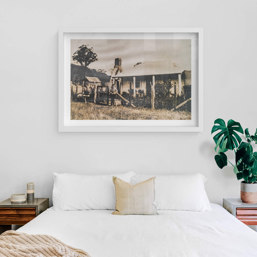 History at Leichhardt House, a sepia-toned archival photograph sits within the frame.