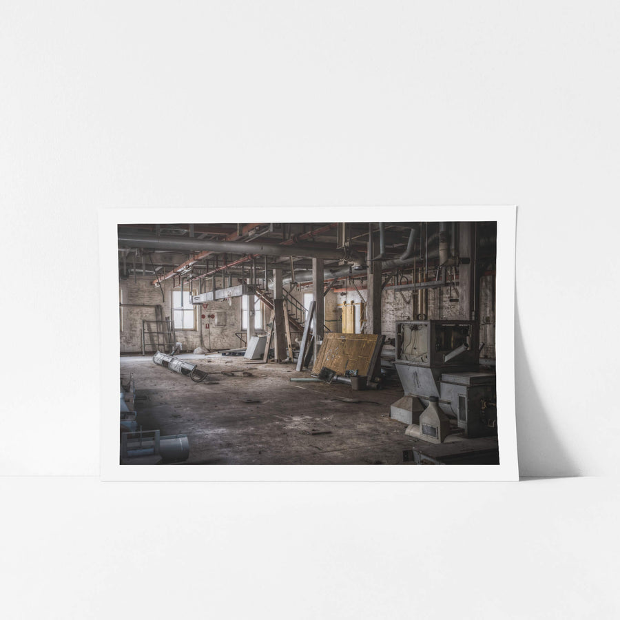 Mill Floor One at Mungo Scott Flour Mill, one of the mill floors once used as part of the flour making process, undergoing.