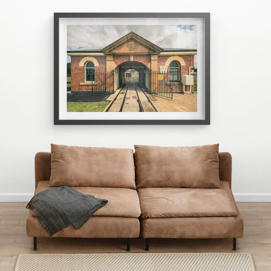 Front Gate at Newington Armory, red brick and sandstone.