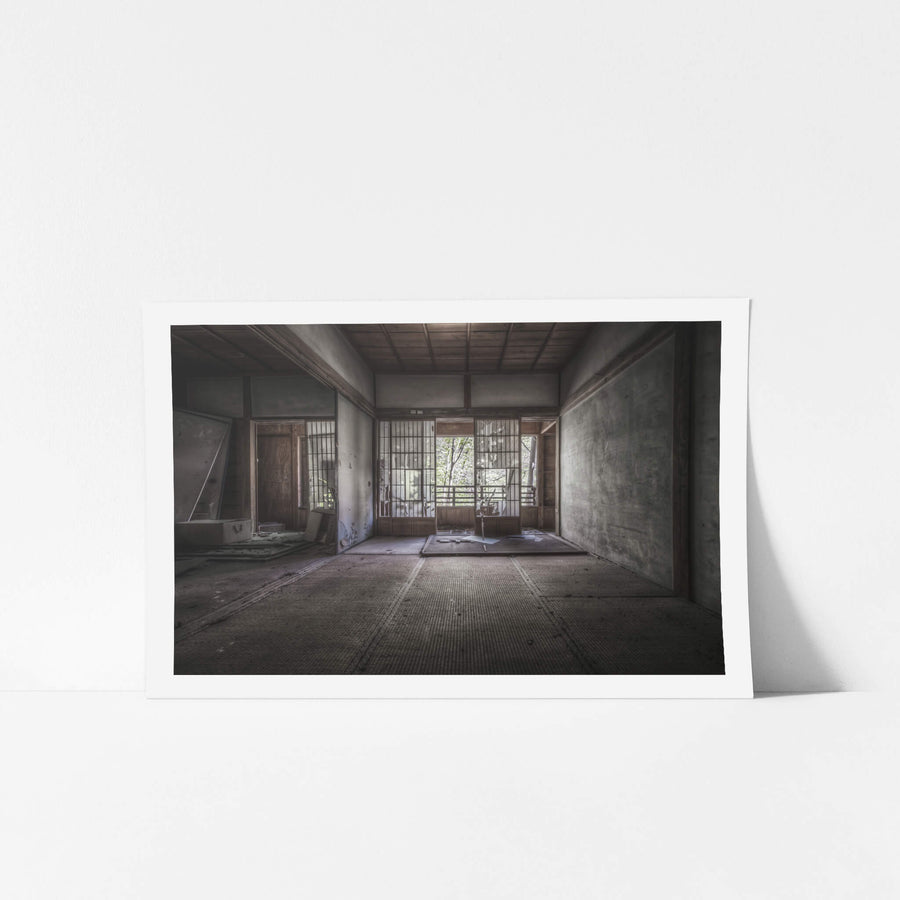 Looking Out at Nichitsu Mining Village, a traditional Japanese room sits empty.