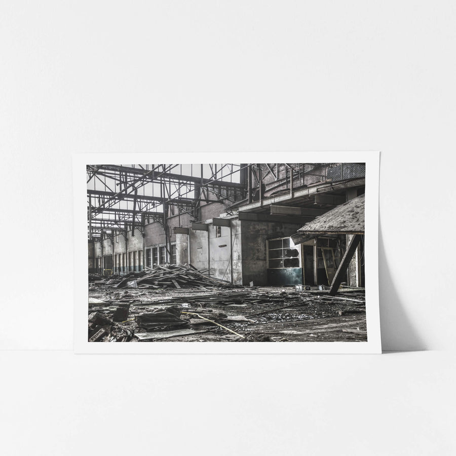 Loading Area at O-I Glass, steel roof trusses span the full width of the loading bay, their framework exposed.