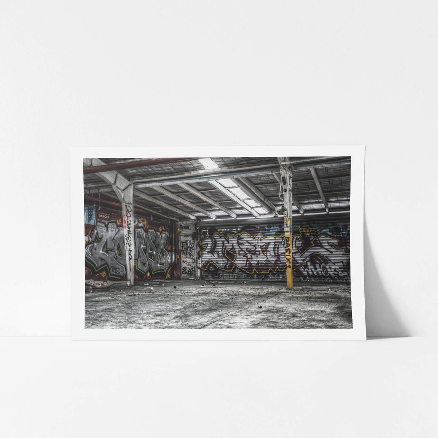 Roller Door at Sundell Holden, a side entrance to the panel shop which has been turned into a canvas for graffiti artists.