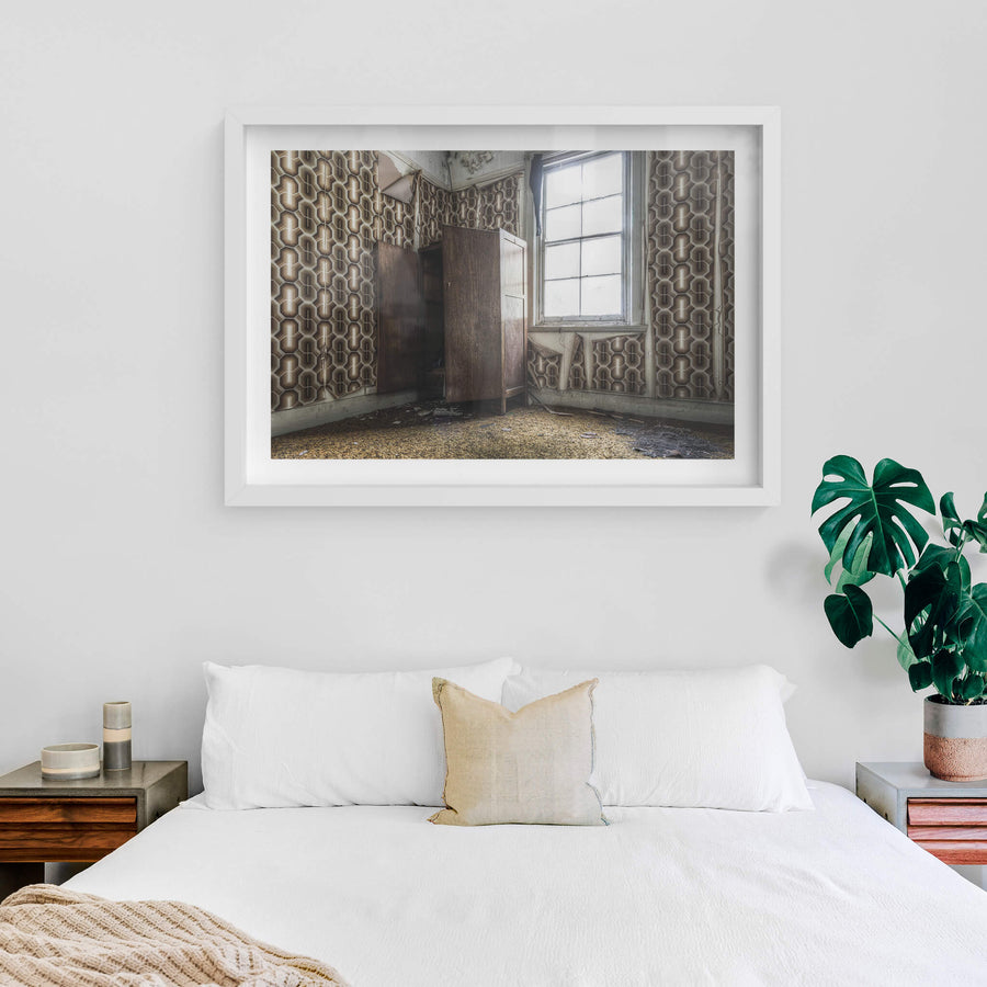 Wallpapered Guest Room at Terminus Hotel, a guest room of the Terminus Hotel with more personality than most, styled.