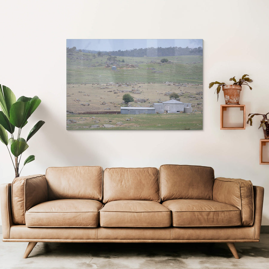 Dalgety Woolshed at The Woolshed, a distant woolshed in a rocky Dalgety valley.