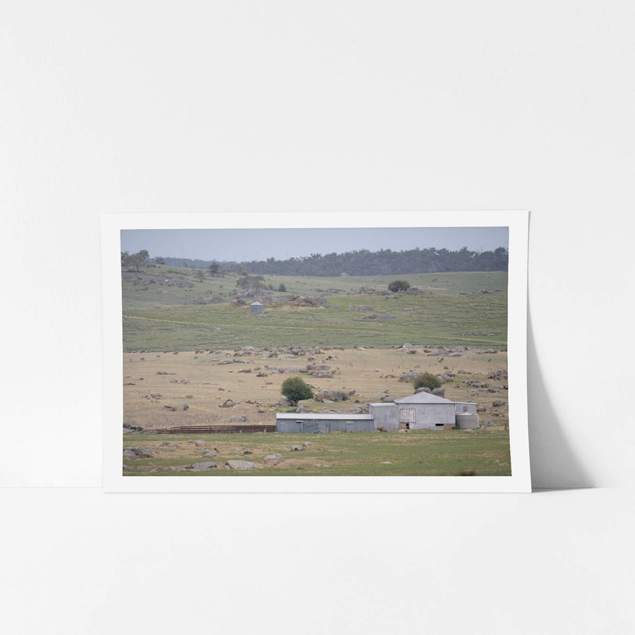 Dalgety Woolshed at The Woolshed, a distant woolshed in a rocky Dalgety valley.