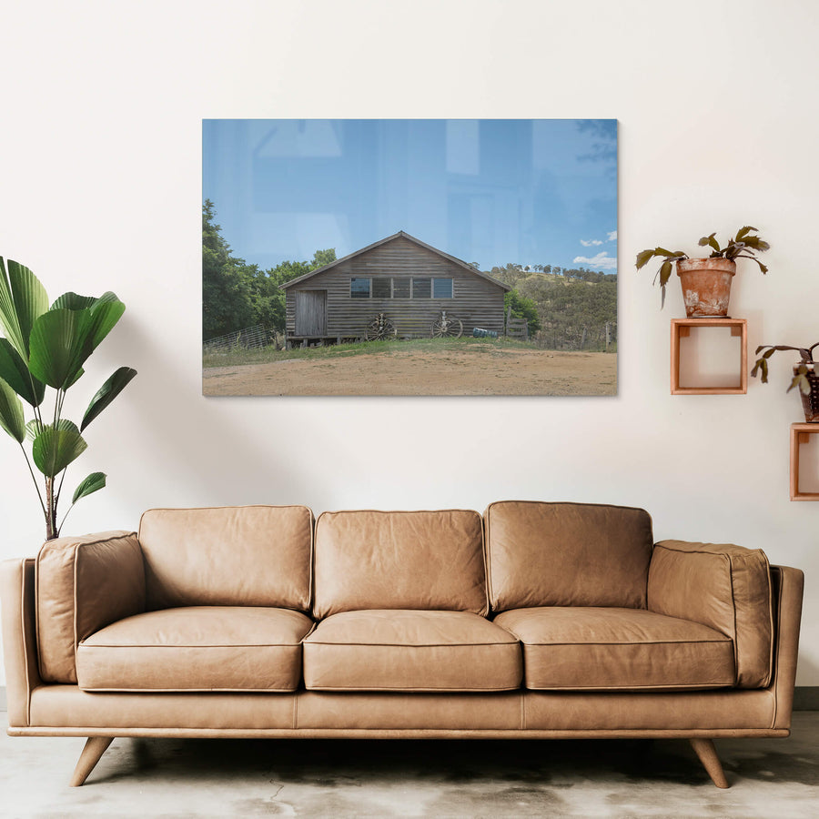 Deddick Valley Woolshed at The Woolshed, a timber weatherboard constructed woolshed by the roadside.