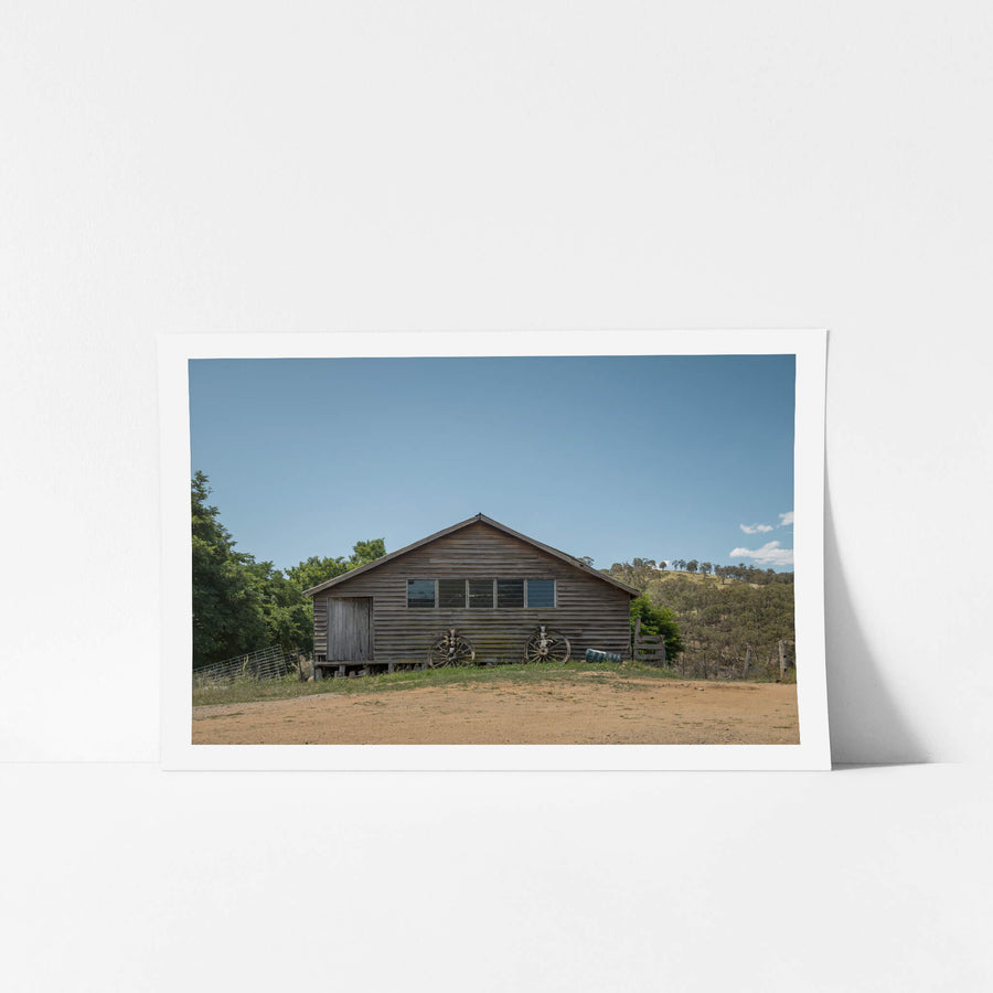 Deddick Valley Woolshed at The Woolshed, a timber weatherboard constructed woolshed by the roadside.