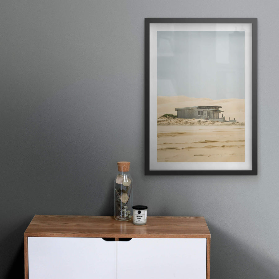 Deserted at Tin City, a portrait image of shack Eleven.