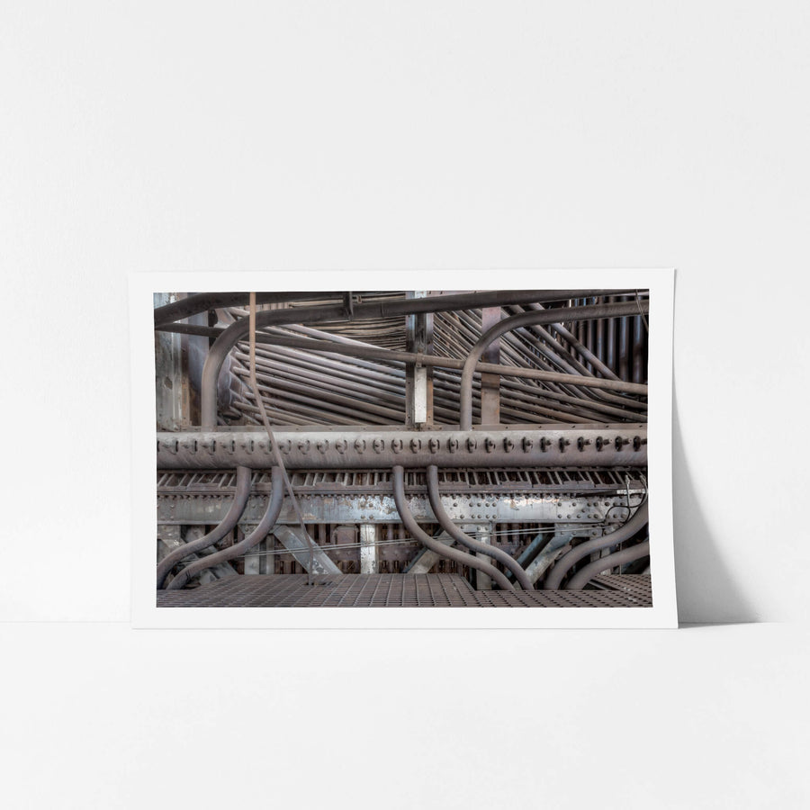 Boiler Water Wall at White Bay Power Station, steel tubes curve and run in tight parallel rows across the face of Boiler No.