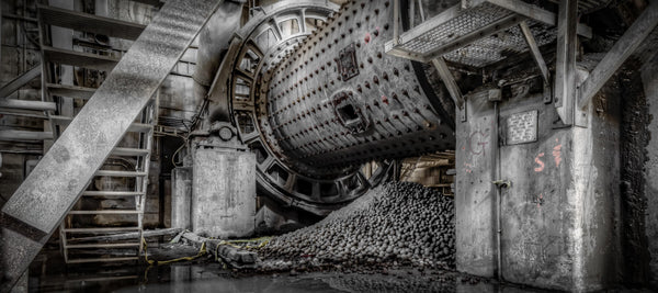 The Number Six Raw Mill at Kandos Cement Works, its load of grinding balls dumped on the floor for maintenance