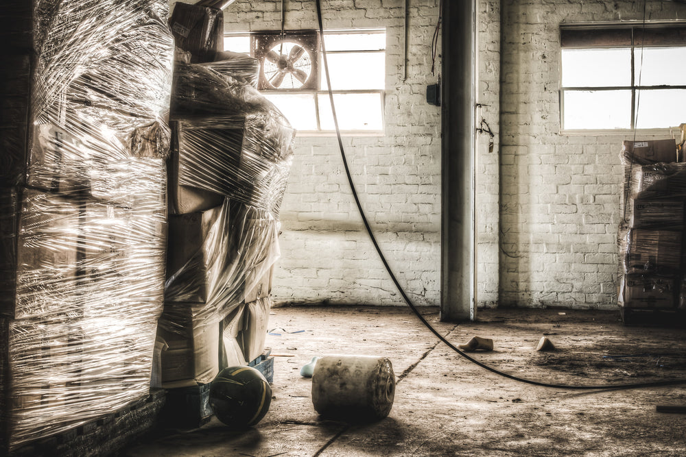 Dispatch at Abandoned Shoe Factory, unsold stock left over from the factory closure.