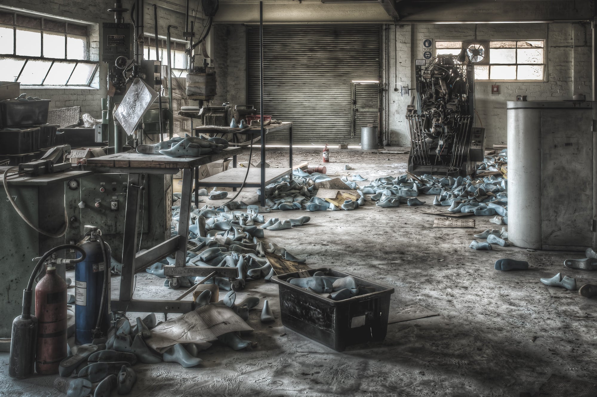 Rear Workshop at Abandoned Shoe Factory, the back area of the downstairs workshop.