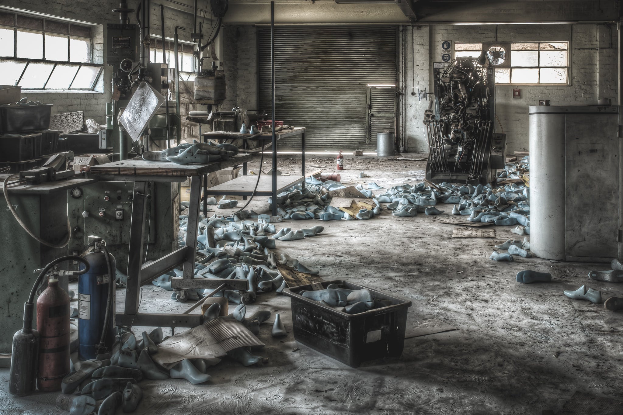Rear Workshop at Abandoned Shoe Factory, the back area of the downstairs workshop.