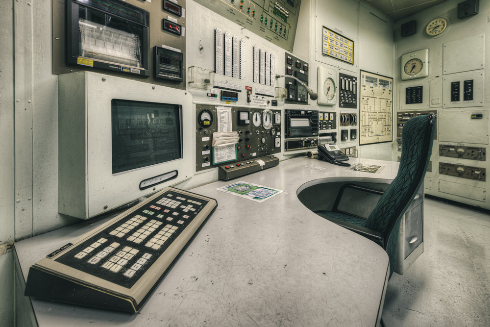 HIFAR Control Room Desk Controller at ANSTO HIFAR, the early 1980s computer system controller, part of the data acquisition.