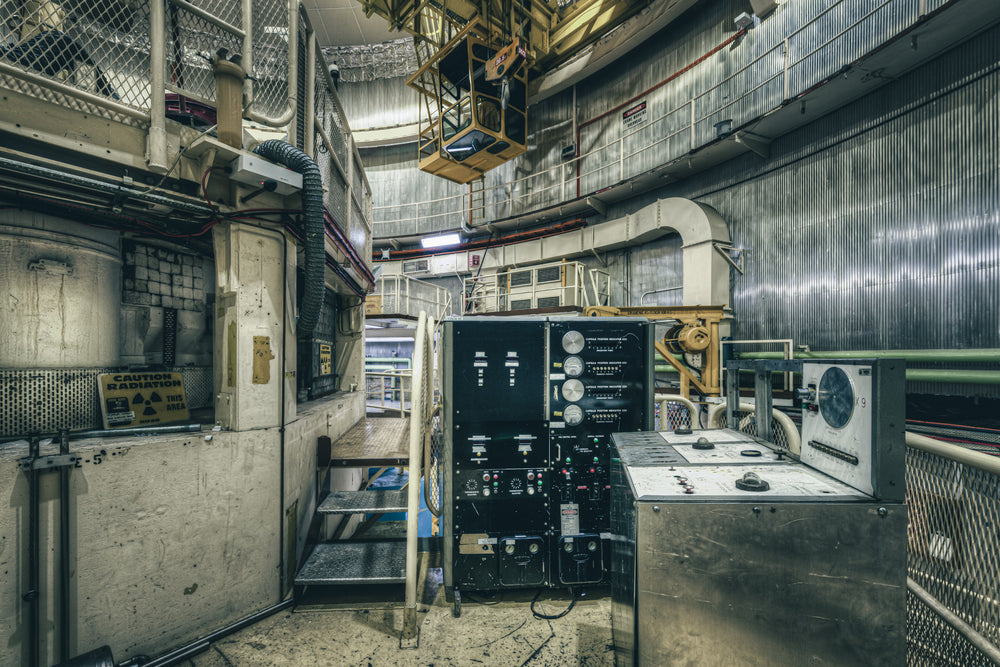Mezzanine Level Irradiation Rig Control Consoles at ANSTO HIFAR, photographed 2022.
