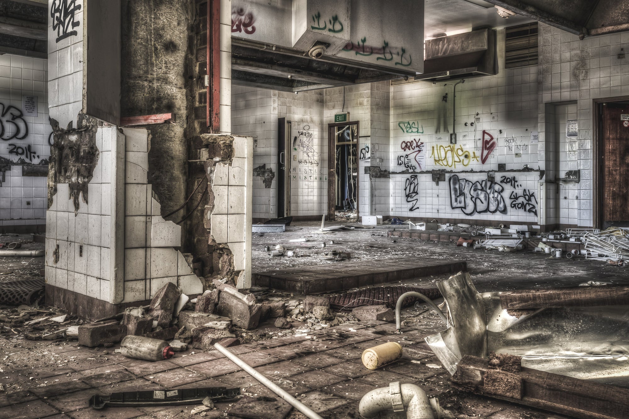 Kitchen at Balmain Leagues Club, the large commercial kitchen at the abandoned Balmain Leagues Club stands empty.
