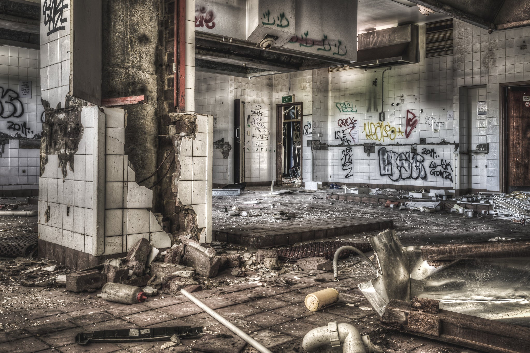 Kitchen at Balmain Leagues Club, the large commercial kitchen at the abandoned Balmain Leagues Club stands empty.