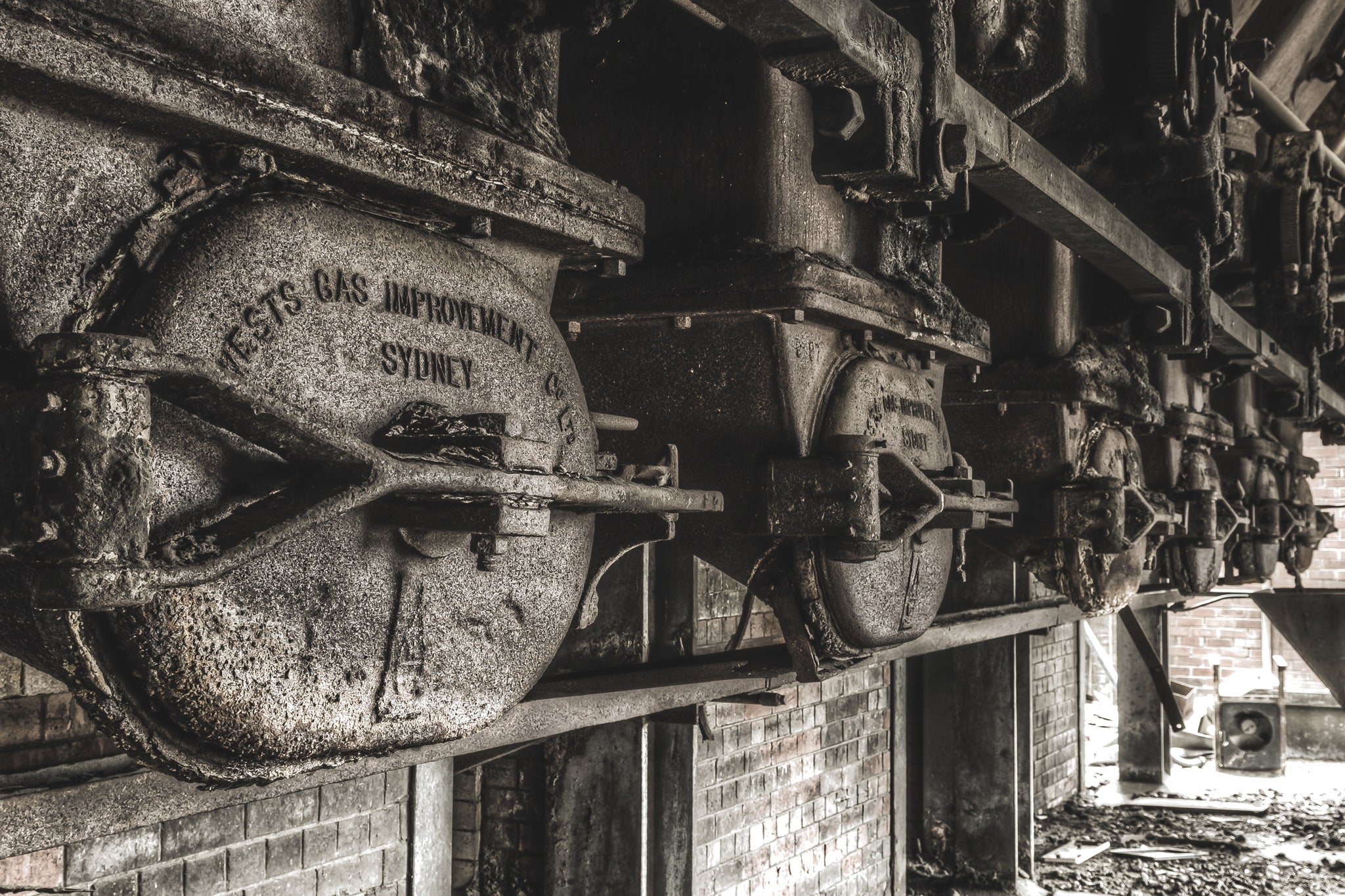 Wests Gas Improvement Co at Bathurst Gasworks, this is a closeup of the bottom of the retort from where the coke was removed.