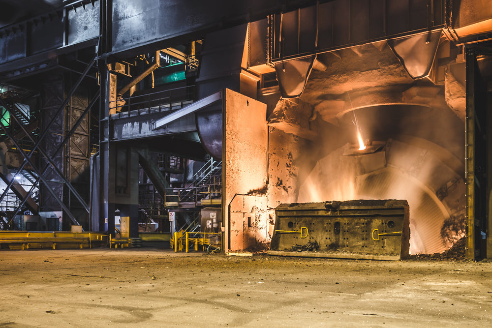 Tipping Slag at BlueScope Port Kembla, the BOS Vessel tipping the slag after tapping the steel.