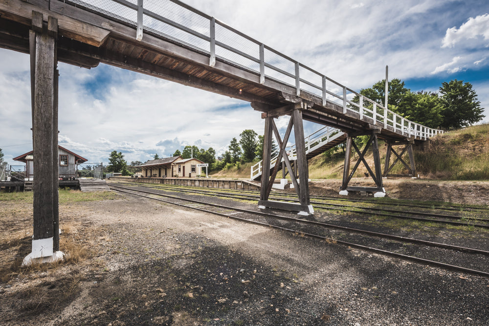 Footbridge at Bombala Station, the timber footbridge at Bombala Station, constructed in 1921.