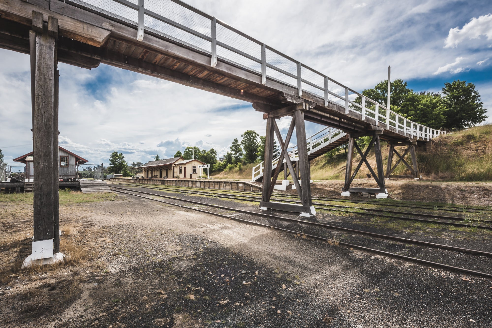 Footbridge at Bombala Station, the timber footbridge at Bombala Station, constructed in 1921.