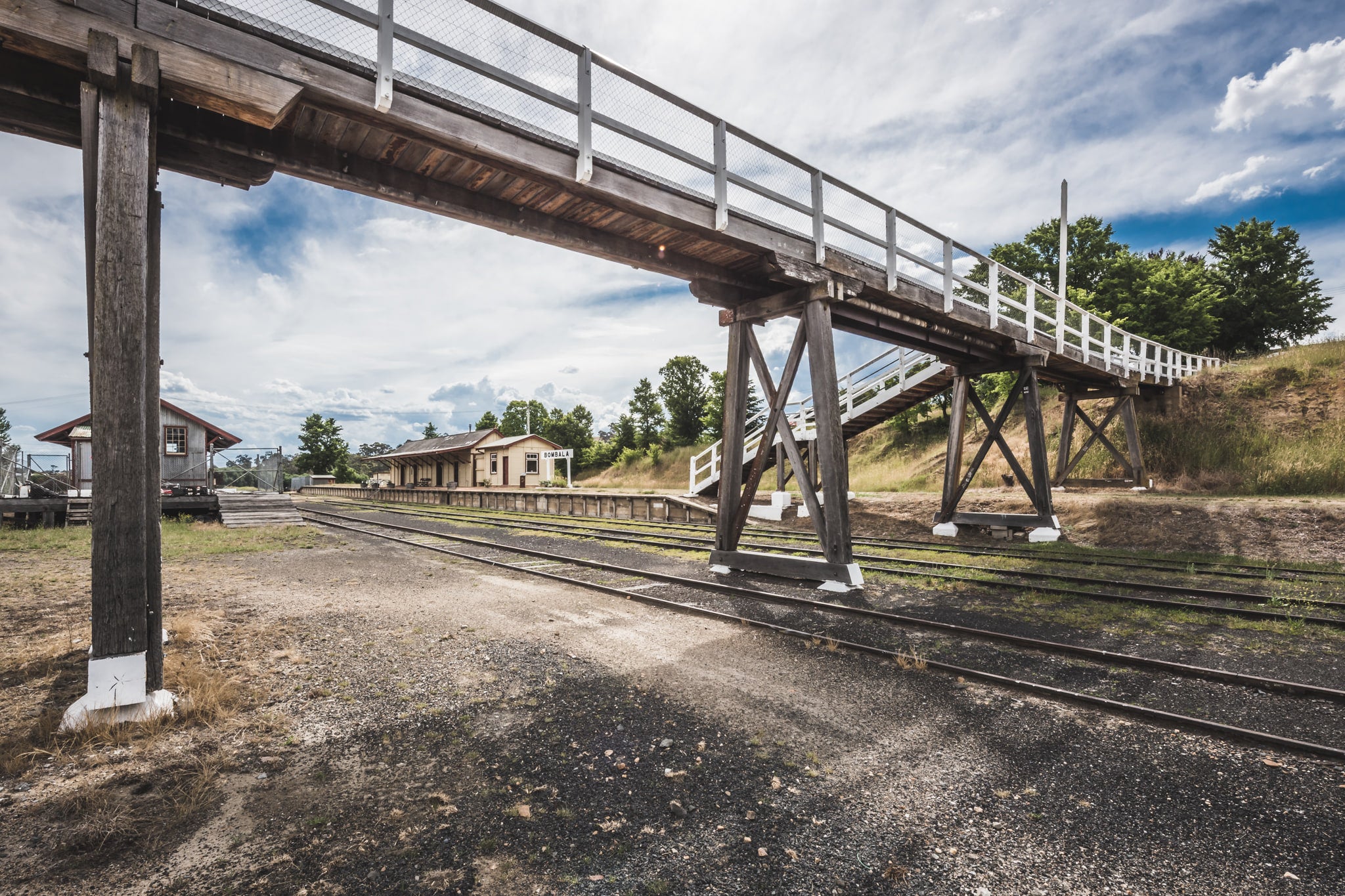Footbridge at Bombala Station, the timber footbridge at Bombala Station, constructed in 1921.