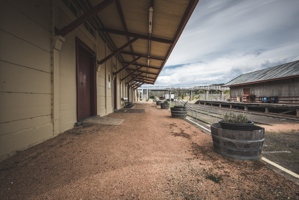 Platform at Bombala Station, the disused platform at Bombala Station stretches into the distance.