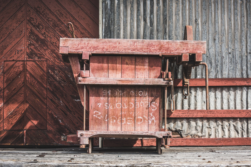 Wool Press at Bombala Station, this 135-year-old machine was donated from a nearby community woolshed that had operated.