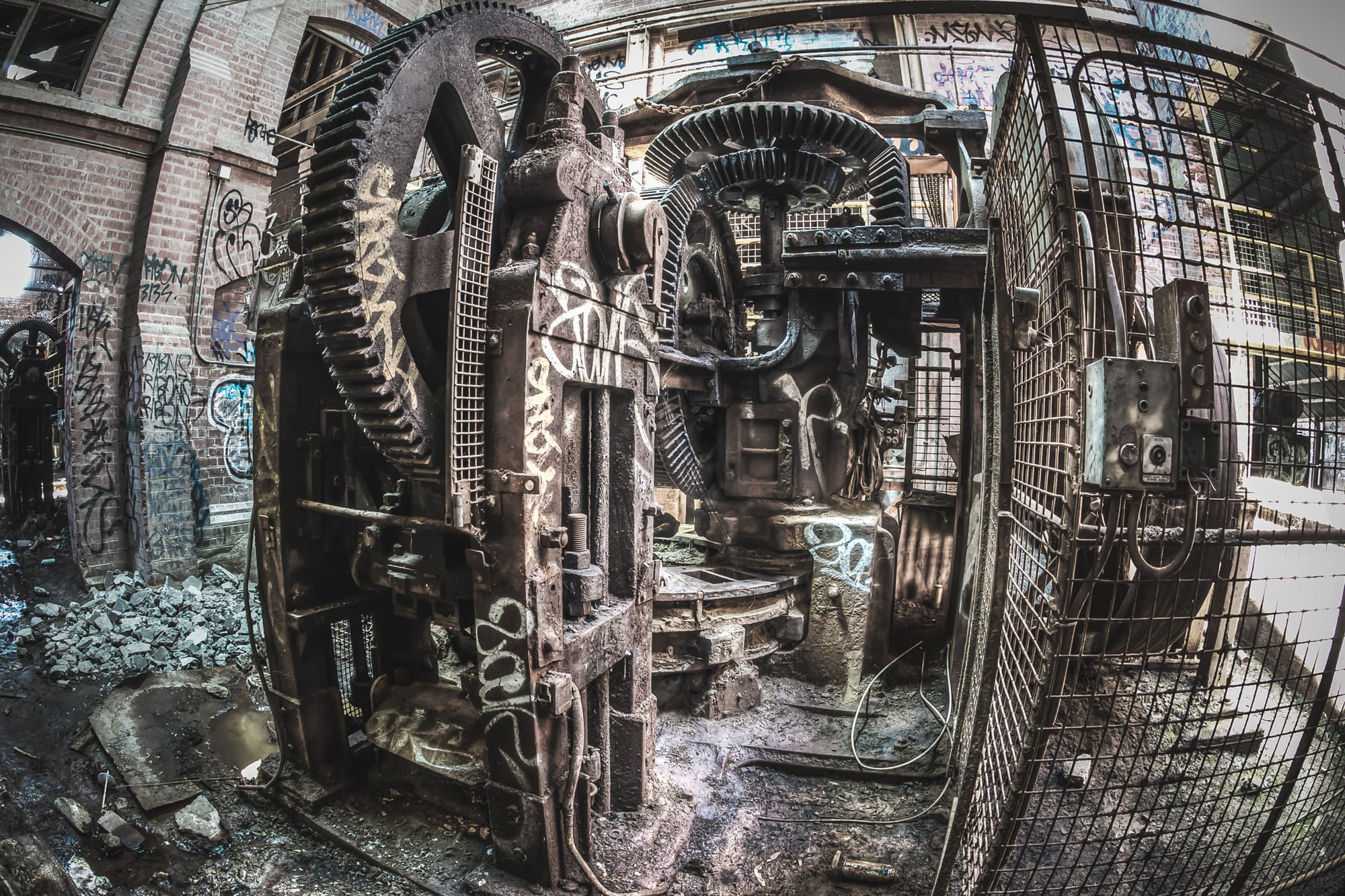 Brick Press at Box Hill Brickworks, one of the remaining brick presses which used to be used while the site was still in production.