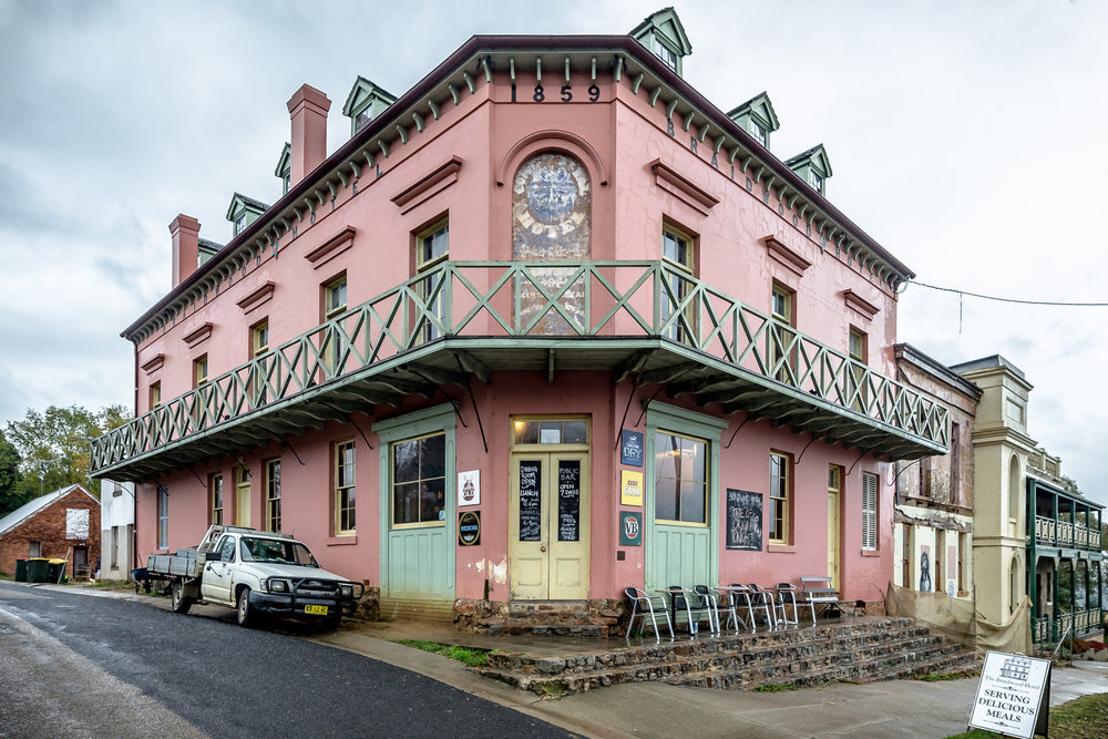 Front Corner at Braidwood Hotel, the street facing corner of Braidwood Hotel.