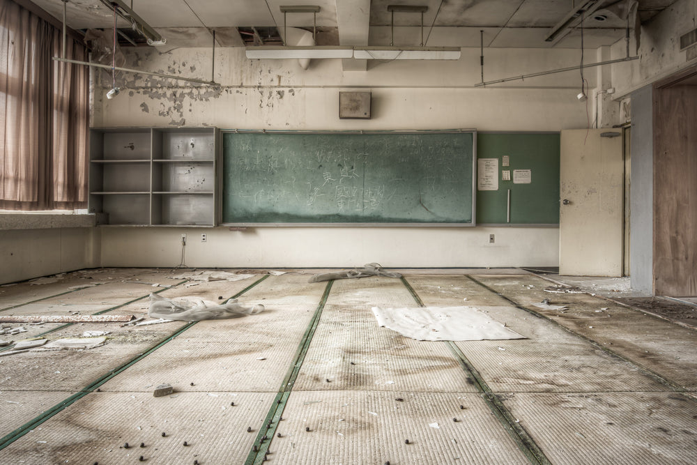 Classroom at Family School Fureai, a tatami mat flooring of one of the classrooms also used as a sleeping area.