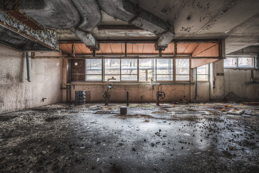 Kitchen at Family School Fureai, sunlight illuminates the kitchen of a Family School Fureai, photographed in 2016.