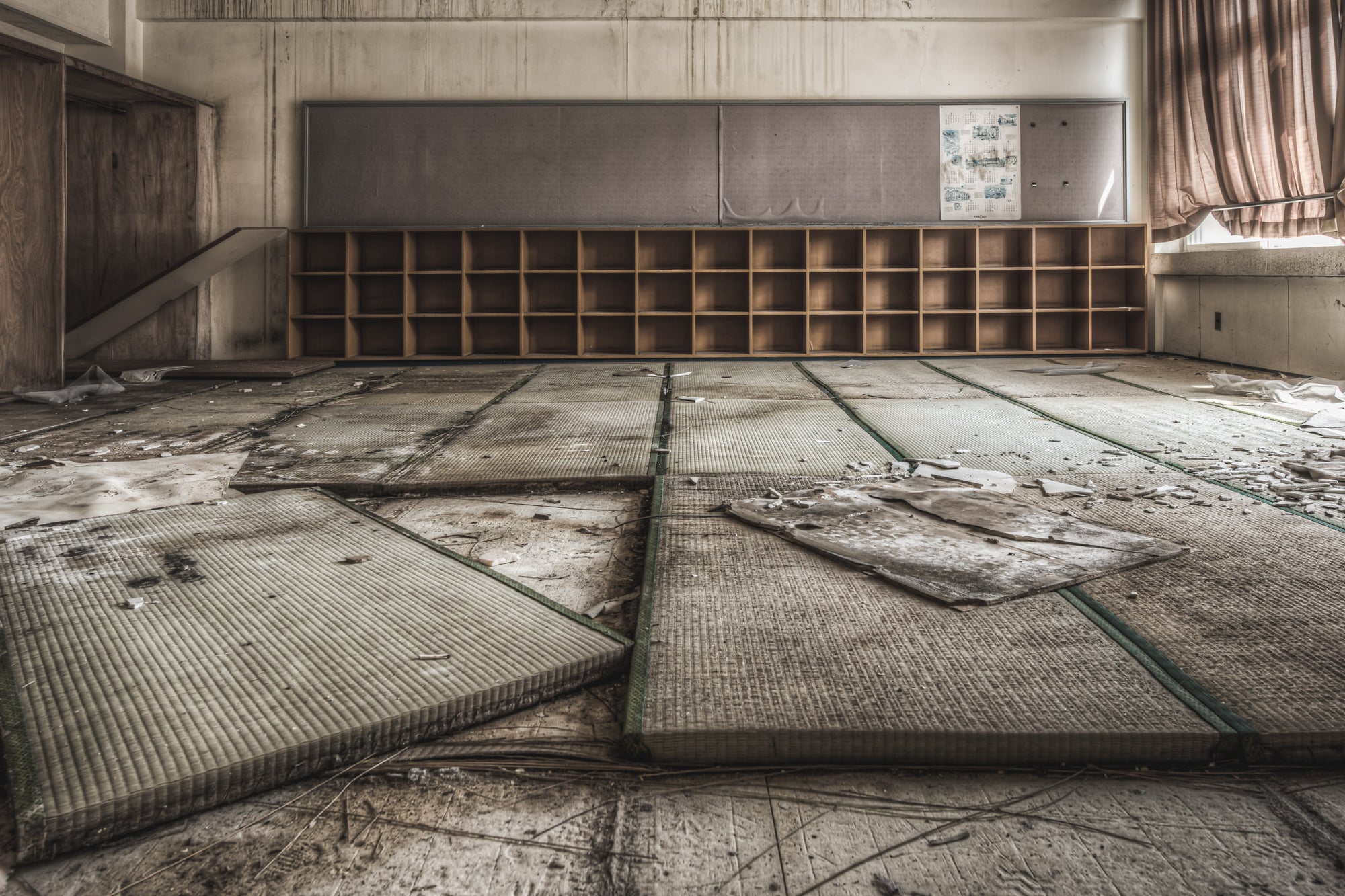 Tatami Mats at Family School Fureai, a room with tatami mats on which residents would sleep while boarding at the school.