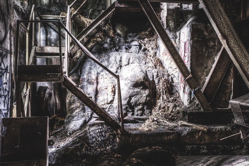 Basement at Hornsby Quarry, this subterranean space at Hornsby Quarry holds pools of water on its concrete floor.